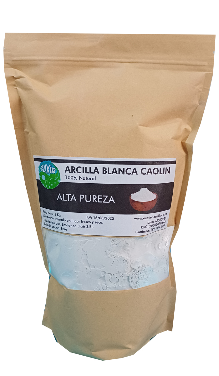 Arcilla Blanca (Caolín)  Bolsa 1 Kg – Ecotienda Elixir