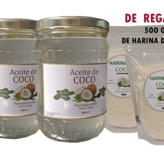 Aceite de Coco 100% puro| 1 litro + Harina de coco 500 g