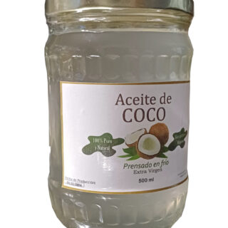 Aceite de coco 100% puro| Frasco de 500 ml + harina de coco 250 g